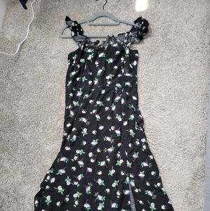 Loft floral midi dress with slit size 12
